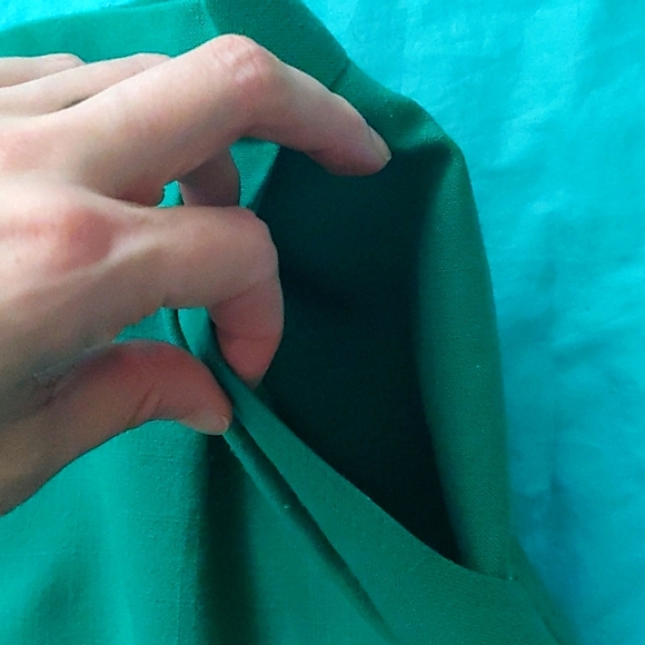 Vintage 80's Cara Montel Pleated lined green skirt with pockets size 14 - Picture 4 of 11
